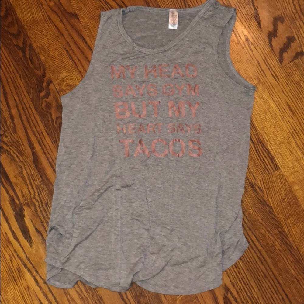 Grey Tank Top with Pink Sparkling Letters Wrinkly